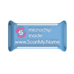 Scanmyname silicone tag blue sq